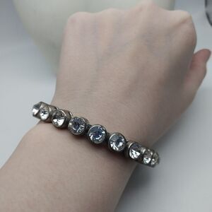 Chunky crystal‎ steampunk magnetic clasp bracelet